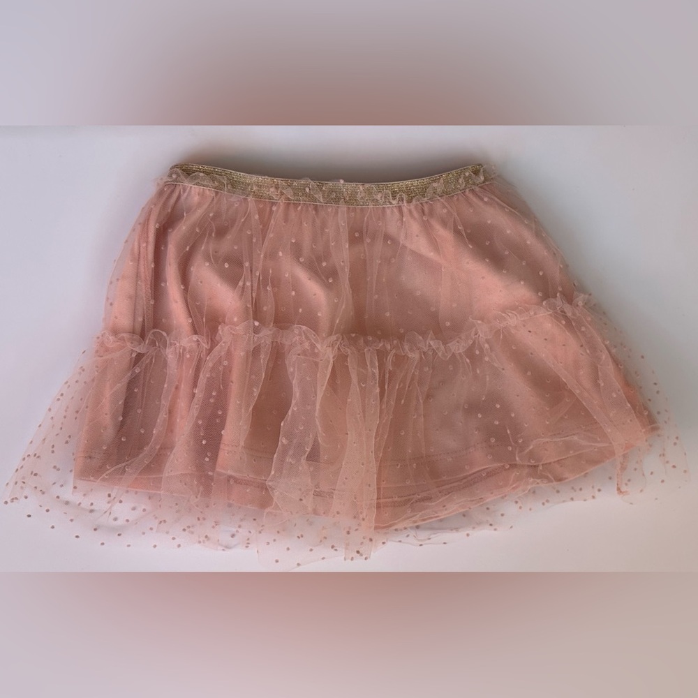Zara Pink Tulle Mini Skirt with Gold Waistband